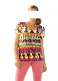 Designer-Druckshirt mit Strass bunt