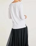 Designer-Druckshirt mit Strass weiß