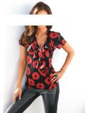 Designer-Druckshirt rot-schwarz