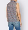 Designer-Drucktop mit Quasten jeansblau-vanille