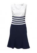 Designer-Etuikleid marine-ecru