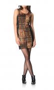 Designer-Etuikleid schwarz-bunt