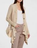 Designer-Feinstrickjacke mit Ösen beige