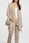 Designer-Feinstrickjacke mit Ösen beige