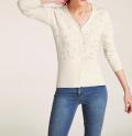 Designer-Feinstrickjacke mit Perlen ecru