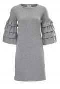 Designer-Feinstrickkleid grau-melange