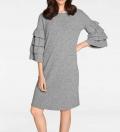 Designer-Feinstrickkleid grau-melange