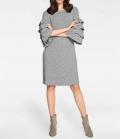 Designer-Feinstrickkleid grau-melange