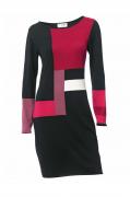 Designer-Feinstrickkleid schwarz-rot
