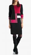Designer-Feinstrickkleid schwarz-rot