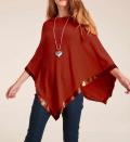 Designer-Feinstrickponcho mit Pailletten kastanie