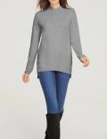 Designer-Feinstrickpullover grau-melange