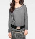 Designer-Feinstrickpullover grau-used