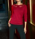 Designer-Feinstrickpullover mit Cut-Outs rot