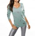 Designer-Feinstrickpullover mit Pailletten mint
