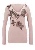 Designer-Feinstrickpullover mit Pailletten puder