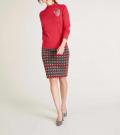 Designer-Feinstrickpullover mit Perlen rot