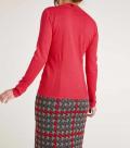 Designer-Feinstrickpullover mit Perlen rot