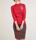 Designer-Feinstrickpullover mit Perlen rot