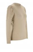 Designer-Feinstrickpullover mit Perlen sand-meliert