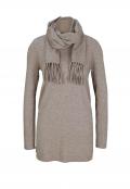 Designer-Feinstrickpullover mit Schal beige