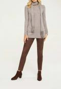 Designer-Feinstrickpullover mit Schal beige