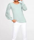 Designer-Feinstrickpullover mit Spitze mint