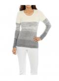 Designer-Flauschpullover grau-weiß