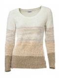Designer-Flauschpullover taupe-weiß