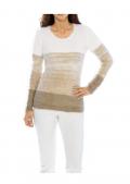 Designer-Flauschpullover taupe-weiß