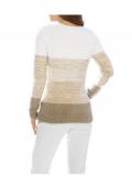 Designer-Flauschpullover taupe-weiß