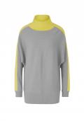 Designer-Fledermaus-Pullover grau-limone