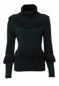 Designer-Fransen-Rollkragenpullover schwarz