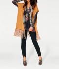 Designer-Fransenstrickjacke camel