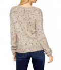 Designer-Glanzgarnpullover ecru-blau