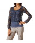 Designer-Häkel-Spitzenjacke blau