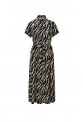 Designer-Hemdblusen-Druckkleid beige-schwarz