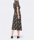 Designer-Hemdblusen-Druckkleid beige-schwarz