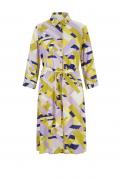 Designer-Hemdblusen-Kleid limone-flieder