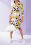 Designer-Hemdblusen-Kleid limone-flieder
