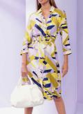 Designer-Hemdblusen-Kleid limone-flieder