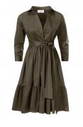 Designer-Hemdblusenkleid oliv