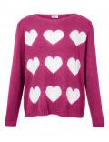 Designer-Intarsien-Pullover pink-weiß