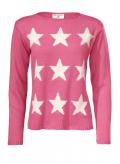 Designer-Intarsienpullover rosa-weiß