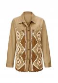 Designer-Jacke mitHäkelspitze camel-gemustert