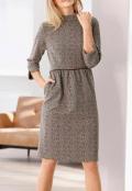 Designer-Jacquard-Kleid schoko-camel