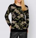 Designer-Jacquard-Pullover schwarz-oliv