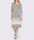 Designer-Jacquard-Strickkleid steingrau-weiß