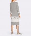 Designer-Jacquard-Strickkleid steingrau-weiß