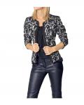 Designer-Jacquardjacke marine-grau